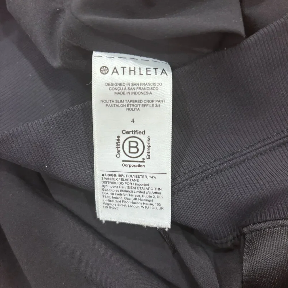 Athleta NOLITA SLIM TAPERED CROP PANT High Rise Travel Work Pants Stretch Sz 4